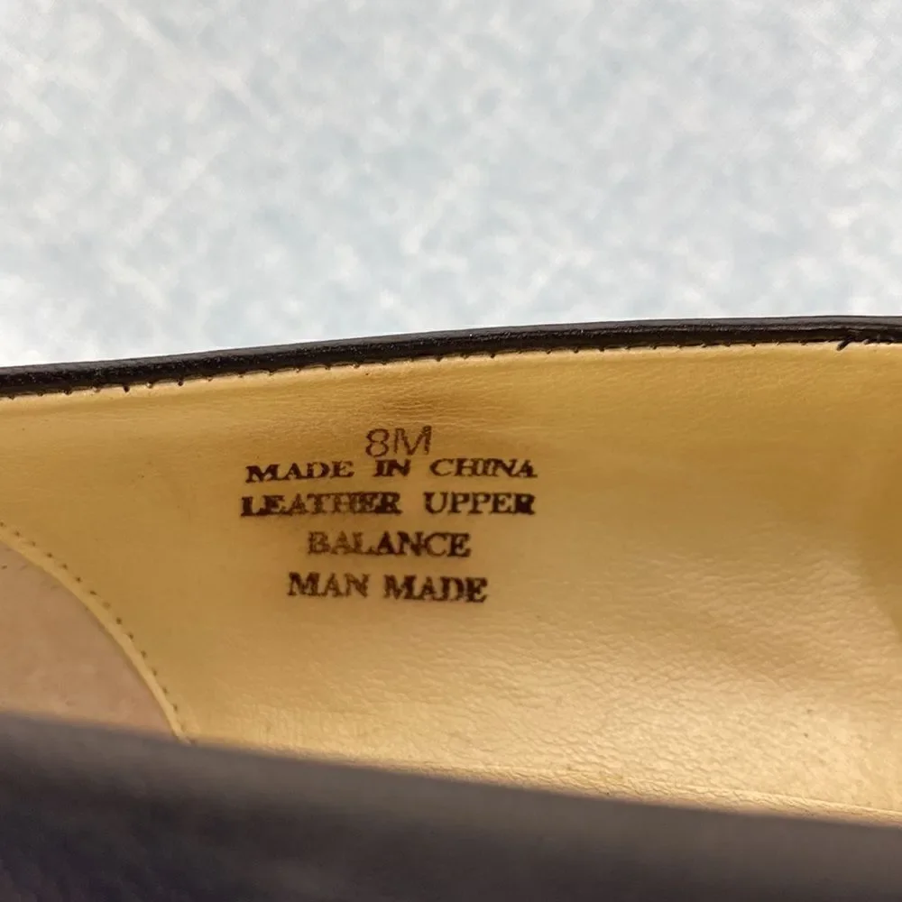 Andrew Geller classic black leather square toe heels size 8 M